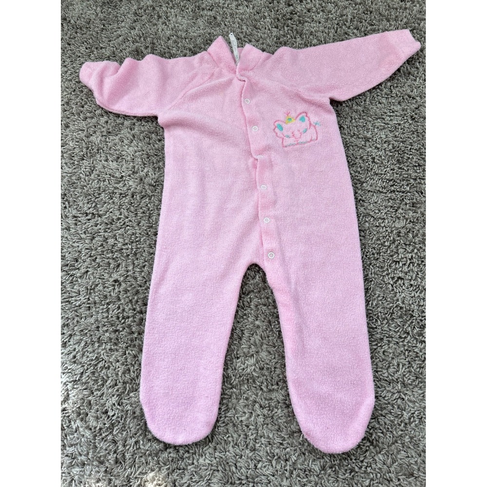 Gerber Baby Girls Pink Fleece Footed Sleeper Elephant Crown  Large‎ Snap Front